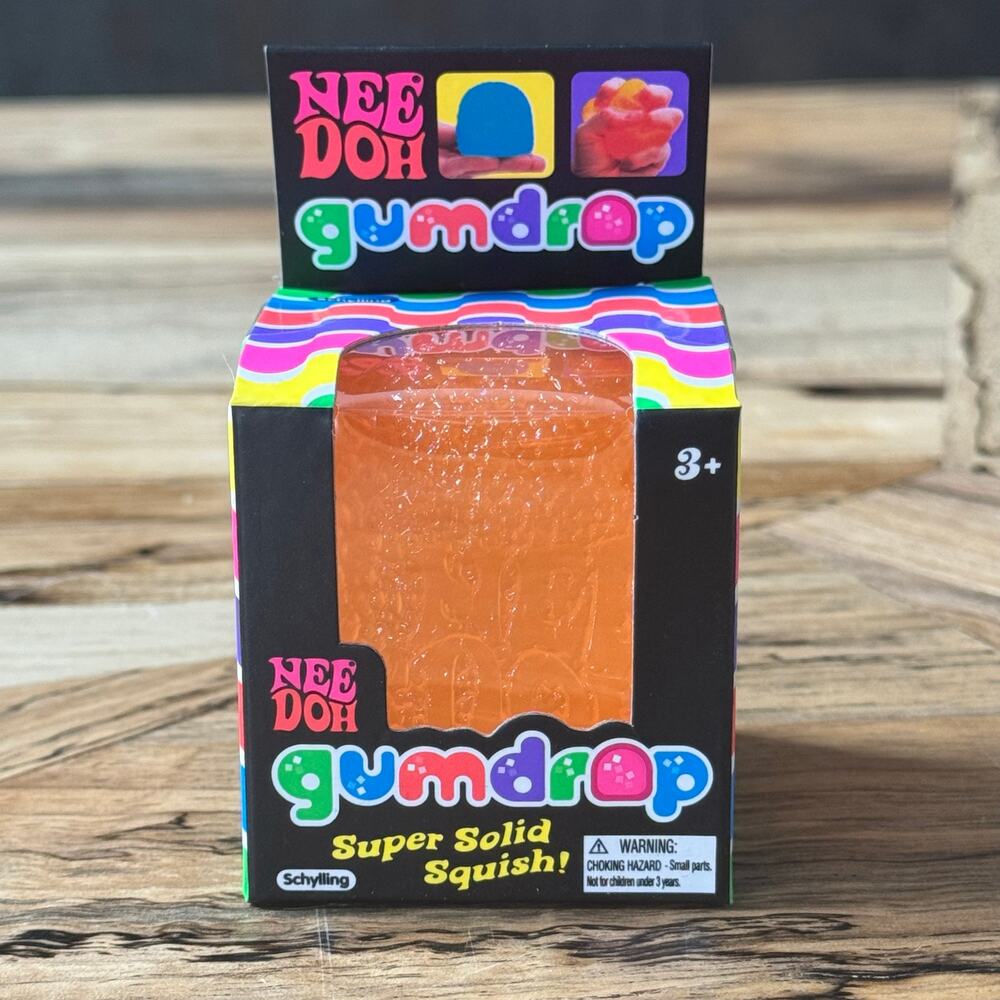 NIB Needoh Gumdrop Orange Schylling Super Solid Squish Fidget Sensory Toy Viral